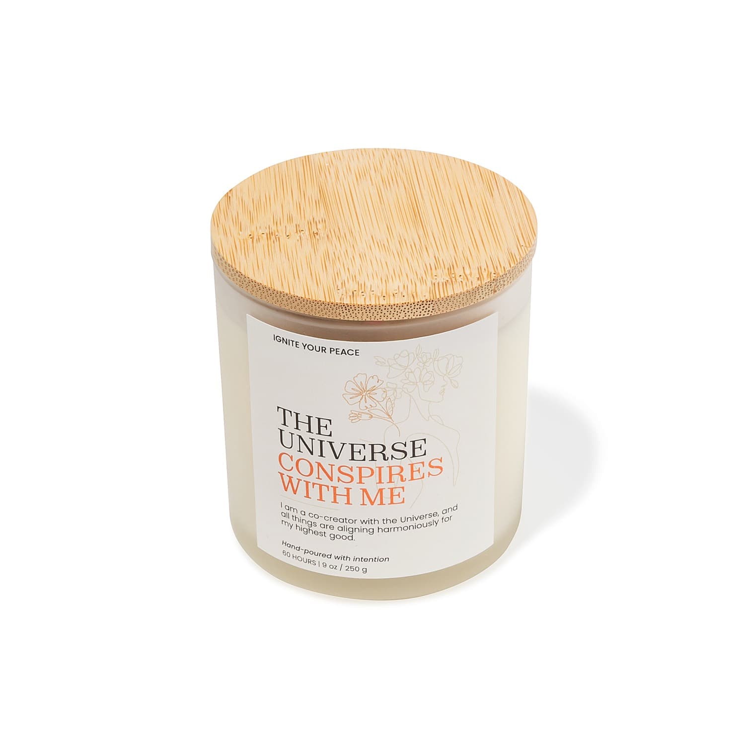 An Ignite Your Peace affirmation candle, hand-poured in Sanford, FL
